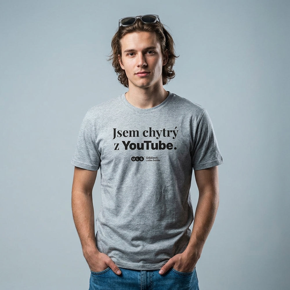 Tričko Jsem chytrý z YouTube šedé