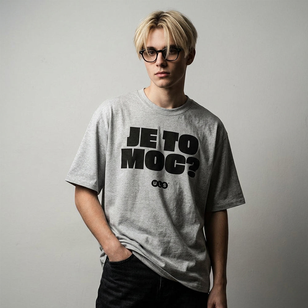 Oversized Tričko Je to moc? šedé